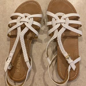Report white strap sandals